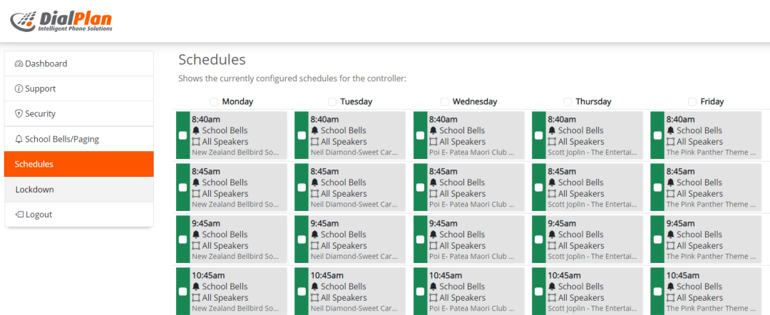 school bell scheduler screen